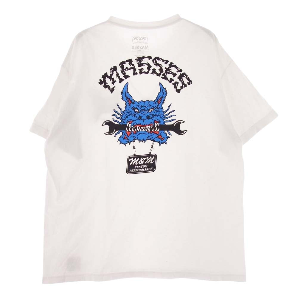 エムアンドエム 22SS MASSES MAD DOG TEE マシス ドッグ 半袖 Tシャツ カットソー ホワイト系 XL【中古】