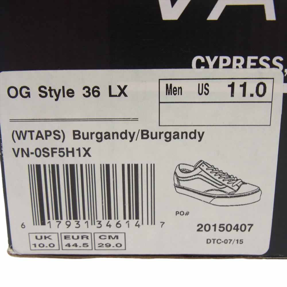 WTAPS ダブルタップス 15AW 152BWVND-FWM03S VANS バンス OG Style 36LX オールドスクール ローカット スニーカー ワインレッド系 29cm【中古】