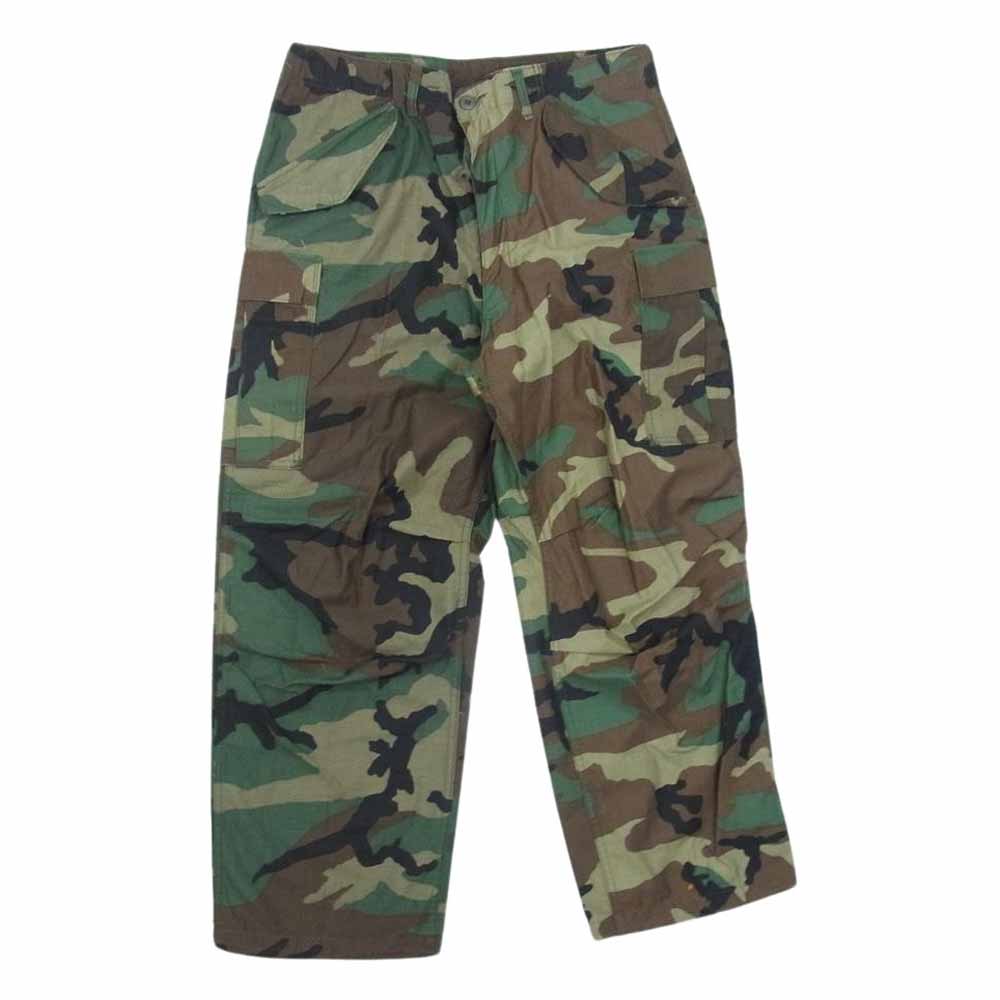 ユーエス アーミー 8415-01-099-7858 80s 米軍実物  ウッドランドカモ カーゴ パンツ グリーン系 M【中古】