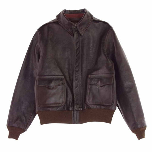 Buzz Rickson's バズリクソンズ BR80593 Type A-2 CONTRACT No. W535 AC-23380 ROUGH WEAR CLOTHING CO ラフウェア 復刻 ホースハイド 馬革 レザー ジャケット ブラウン系 42【美品】【中古】