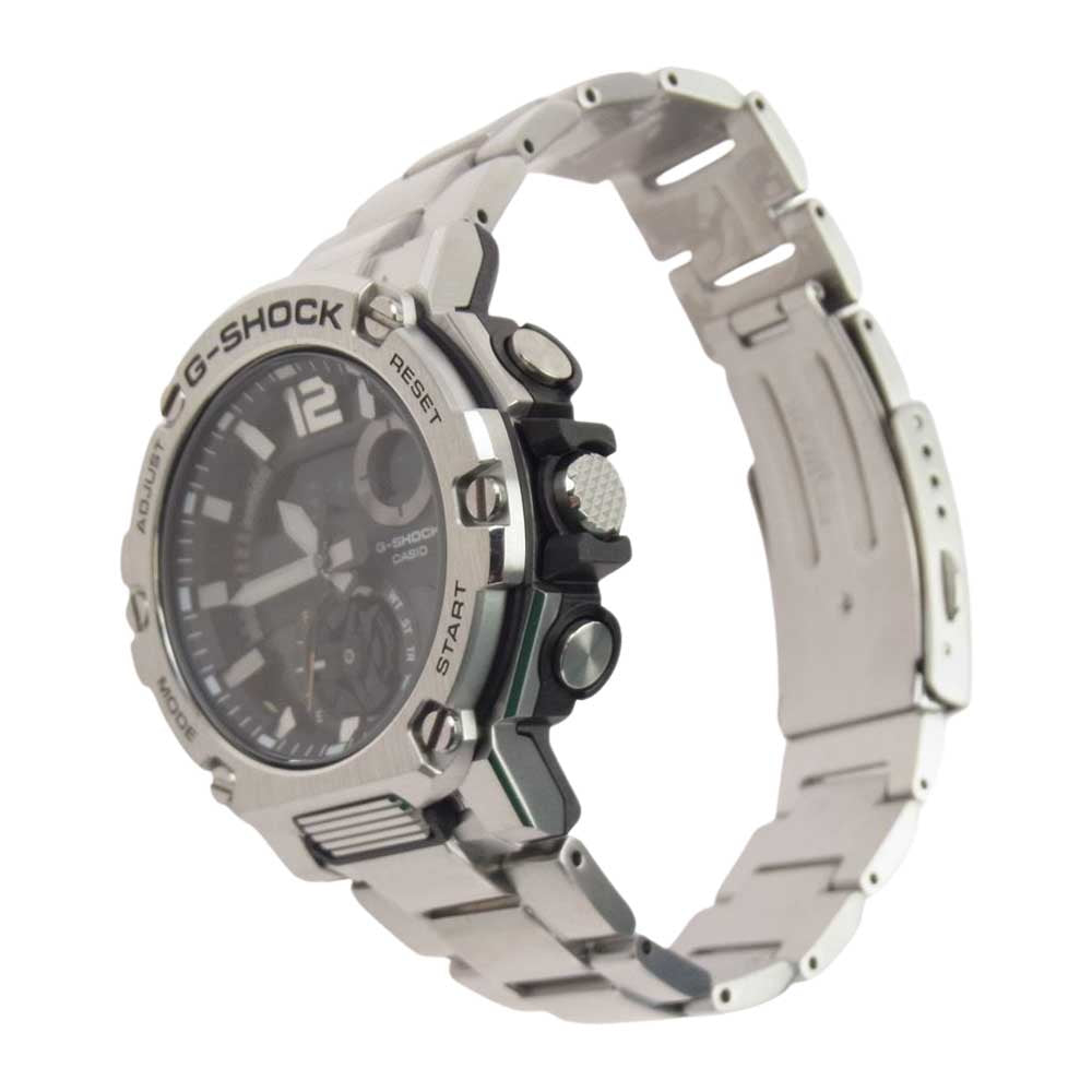 G-SHOCK ジーショック GST-B300 Gスチール BLUETOOTH タフ ソーラー アナデジ 腕時計 ウォッチ シルバー系【極上美品】【中古】