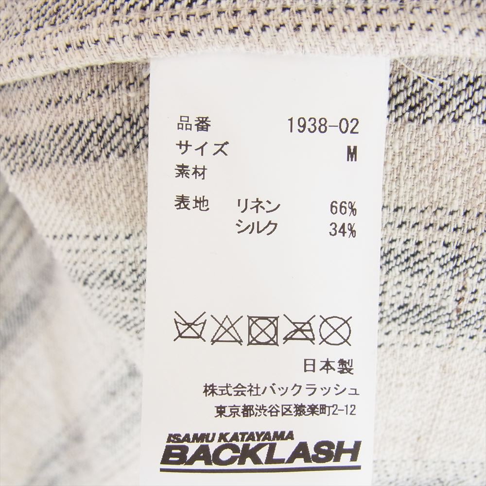 ISAMUKATAYAMA BACKLASH イサムカタヤマバックラッシュ 13912 リネン シルク ストライプ パジャマシャツ オフホワイト系 M【中古】