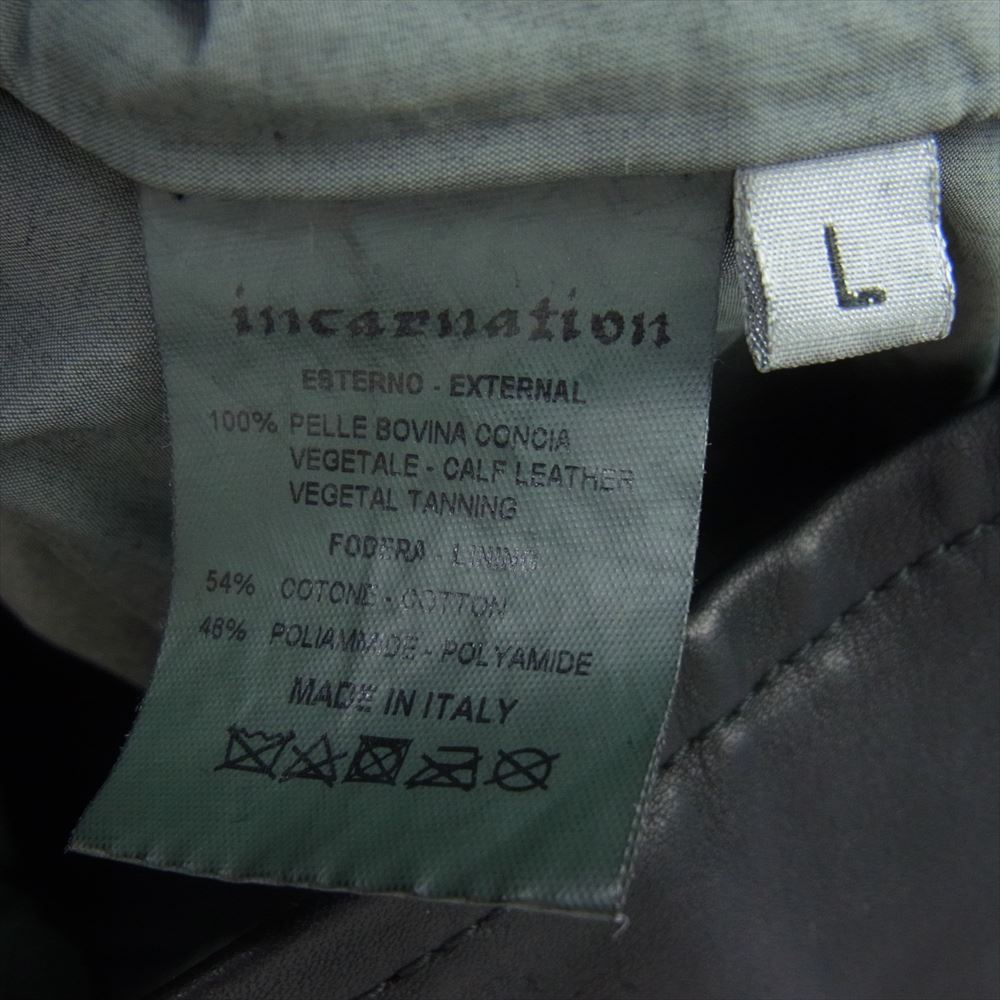 ISAMUKATAYAMA BACKLASH イサムカタヤマバックラッシュ IN-1948-01  incarnation SINGLE LEATHER JACKET GERMAN BABY CALF インカネーション ドイツベビーカーフ レザー シングル ライダース ジャケット ブラック系 L【中古】