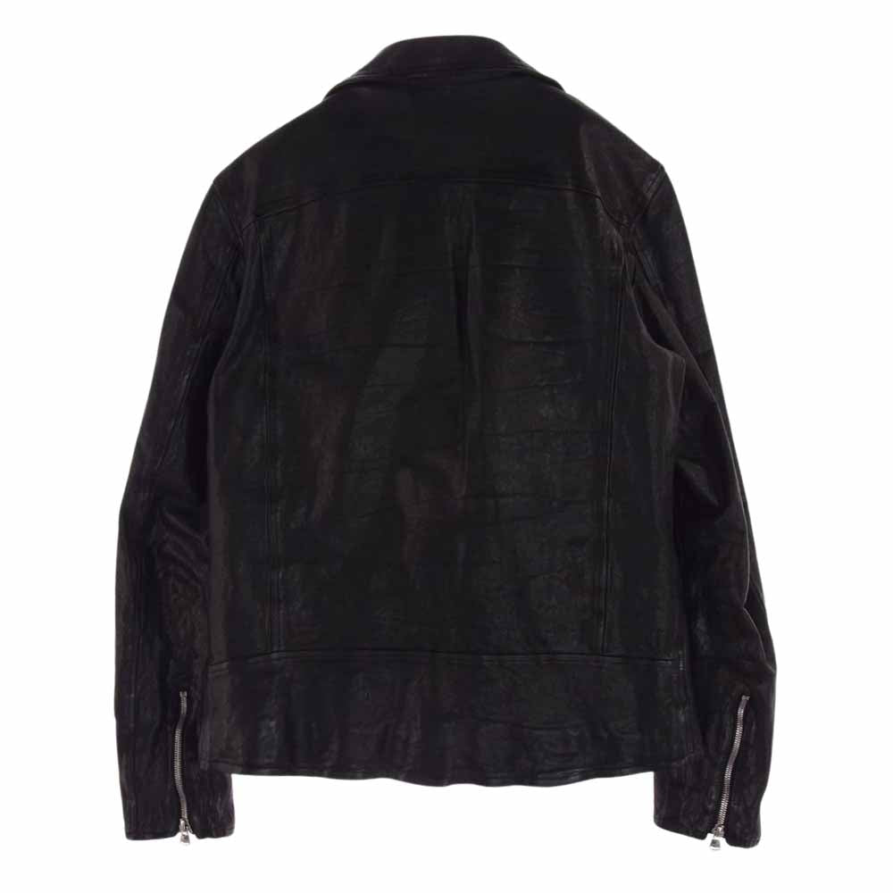 ISAMUKATAYAMA BACKLASH イサムカタヤマバックラッシュ 1842-03 FRENCH SHOULDER フレンチショルダー 製品染め レザー ダブルライダース ジャケット ブラック系 L【美品】【中古】