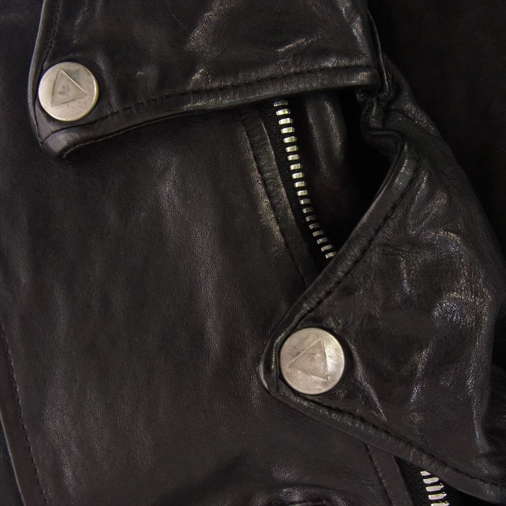 ISAMUKATAYAMA BACKLASH イサムカタヤマバックラッシュ 1842-03 FRENCH SHOULDER フレンチショルダー 製品染め レザー ダブルライダース ジャケット ブラック系 L【美品】【中古】