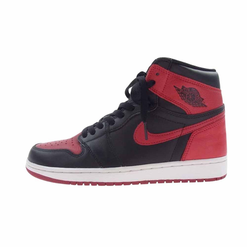 NIKE AIR JORDAN ナイキ ジョーダン 555088-001 AJ1 Retro High OG Bred Banned 2016 スニーカー ブラック系 レッド系 26.5cm【中古】