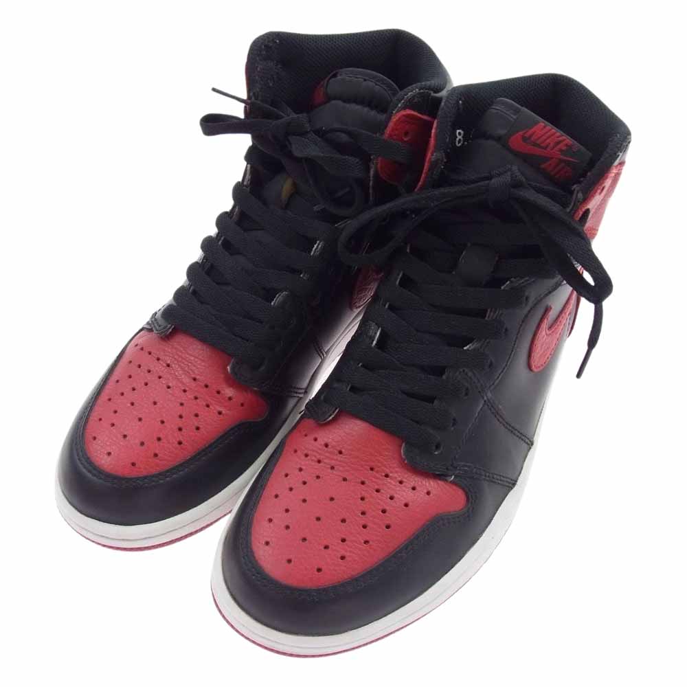 NIKE AIR JORDAN ナイキ ジョーダン 555088-001 AJ1 Retro High OG Bred Banned 2016 スニーカー ブラック系 レッド系 26.5cm【中古】