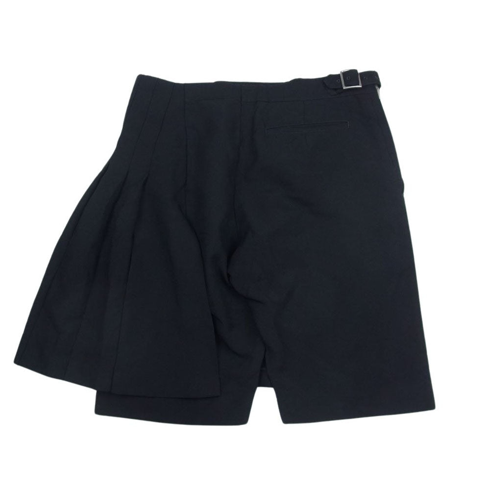 COMME des GARCONS HOMME PLUS コムデギャルソンオムプリュス PO-P076 変形 巻き ラップ スカート プリーツ ショート パンツ  ブラック系 M【中古】
