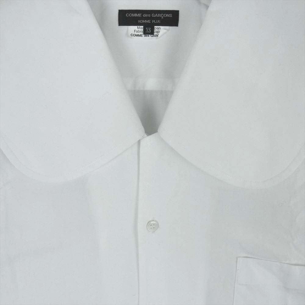 COMME des GARCONS HOMME PLUS コムデギャルソンオムプリュス AD2021 PI-B027 ロング丈 ラウンドカラー コットン 長袖 シャツ ホワイト系 XS【美品】【中古】