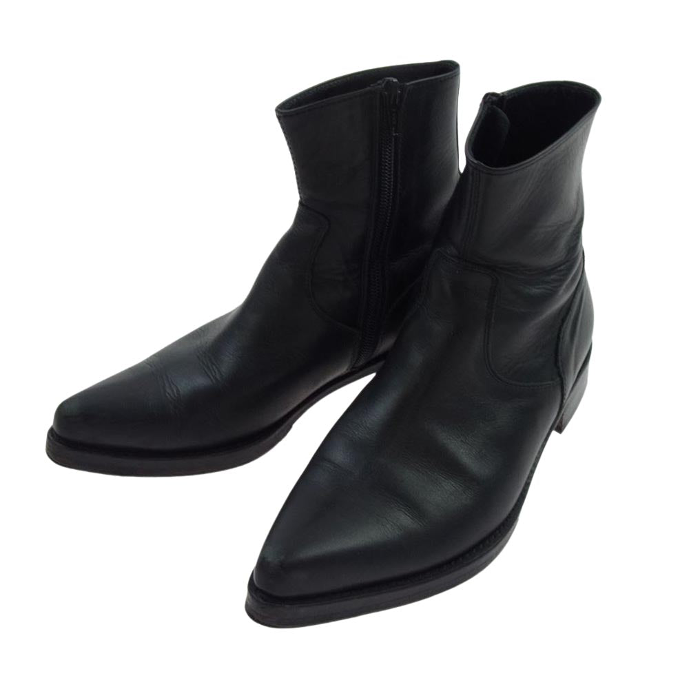 Yohji Yamamoto ヨウジヤマモト FU-E04-723-172 ポインテッドトゥ サイドジップ レザー ブーツ シューズ ブラック系【中古】
