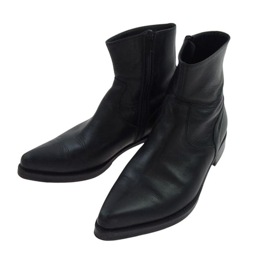 Yohji Yamamoto ヨウジヤマモト FU-E04-723-172 ポインテッドトゥ サイドジップ レザー ブーツ シューズ ブラック系【中古】