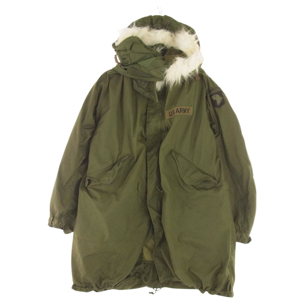 アメリカ軍 8415-762-3217 ヴィンテージ フルセット 70s M-65 ライナー フード 付き フィッシュテール パーカー モッズコート カーキ系 S【中古】