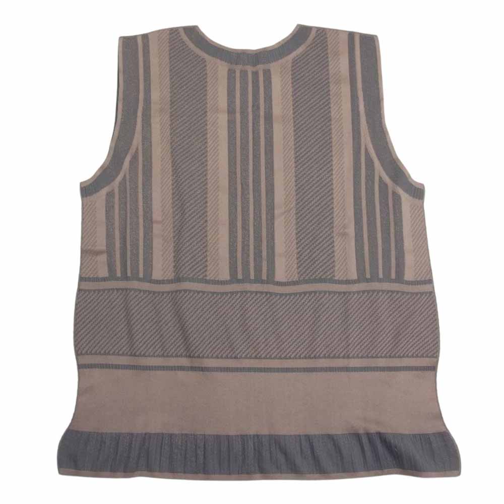 PLEATS PLEASE プリーツプリーズ イッセイミヤケ PP91LK921 ノースリーブ ストライプ カットソー  グレー系 ベージュ系 3【中古】