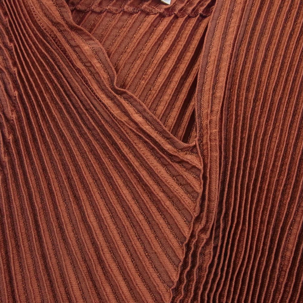 ISSEY MIYAKE イッセイミヤケ IM93FH030 プリーツ加工 CARVE カーブド プリーツ ノースリーブ ワンピース オレンジ系 2【中古】