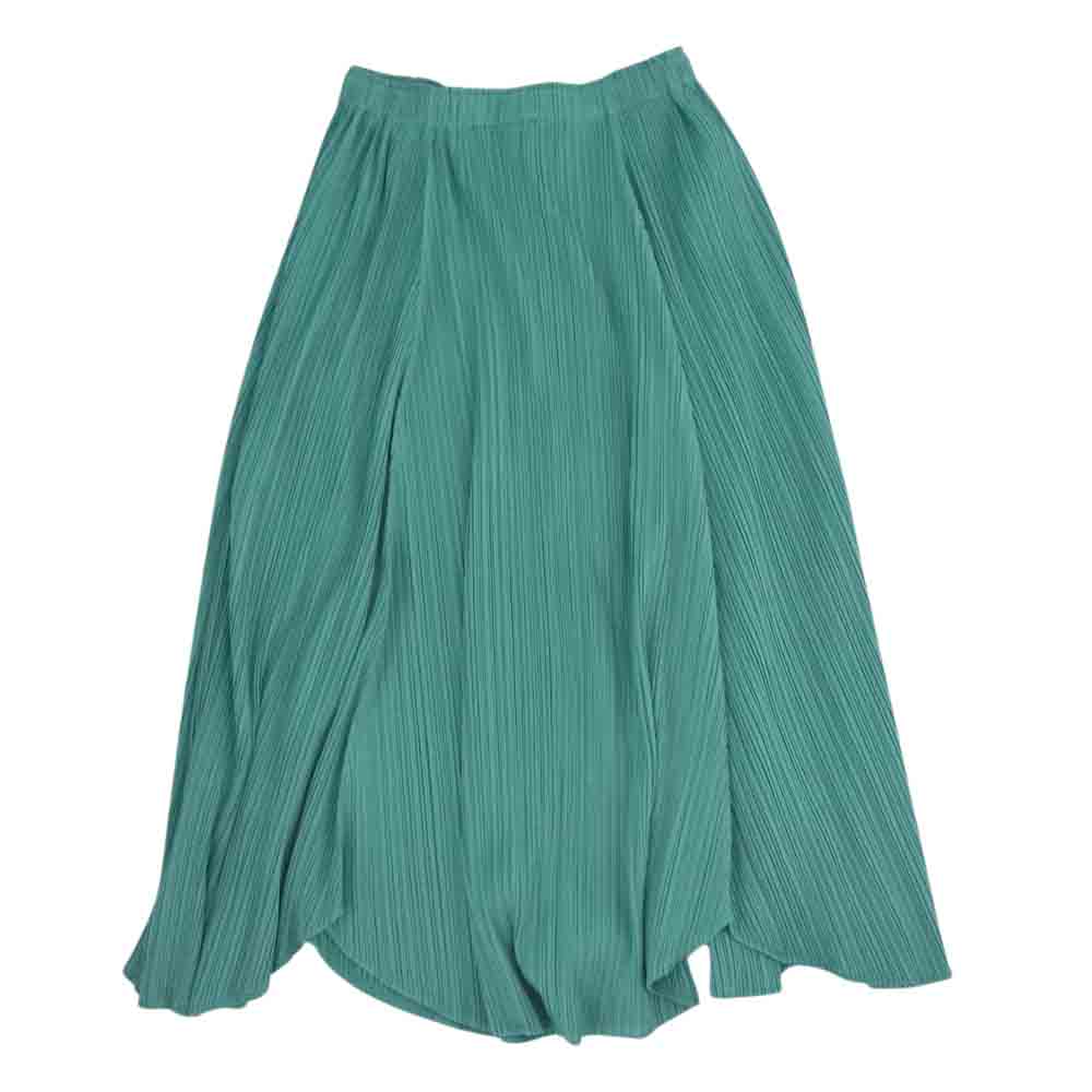PLEATS PLEASE プリーツプリーズ イッセイミヤケ PP33JG464 フラワー プリーツ加工 フレア ロング スカート FROZEN FLOWER フローズン  グリーン系【美品】【中古】