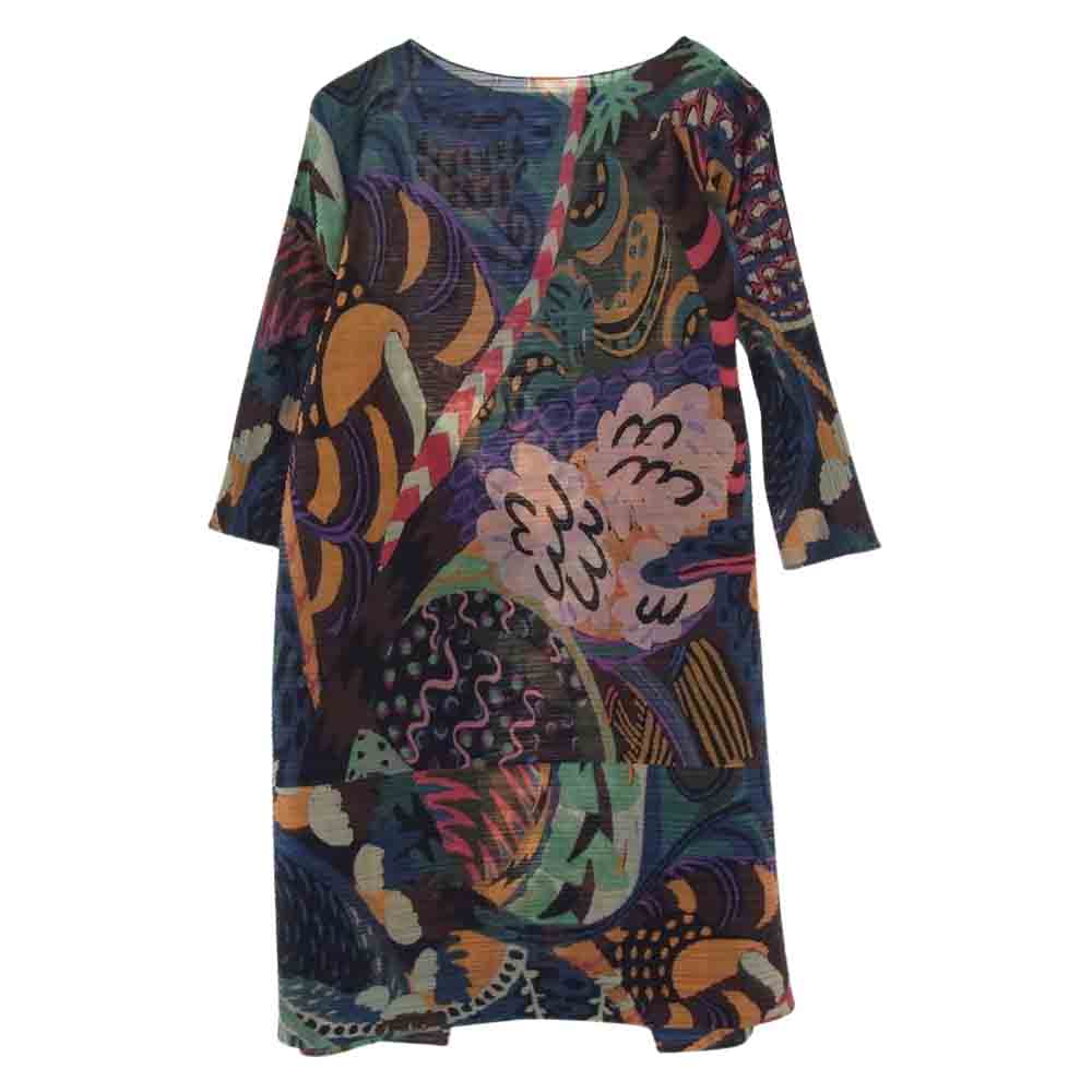 PLEATS PLEASE プリーツプリーズ イッセイミヤケ 23SS PP33JH696 SNOWRUNNER スノーランナー プリーツ加工 総柄 横プリーツ ワンピース マルチカラー系【美品】【中古】