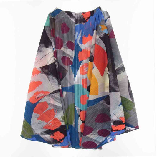 PLEATS PLEASE プリーツプリーズ イッセイミヤケ 19SS PP91-JG722 LAUGHING ROPE ラフィング ロープ プリーツ加工 総柄 フレア ロング スカート  マルチカラー系 3【美品】【中古】