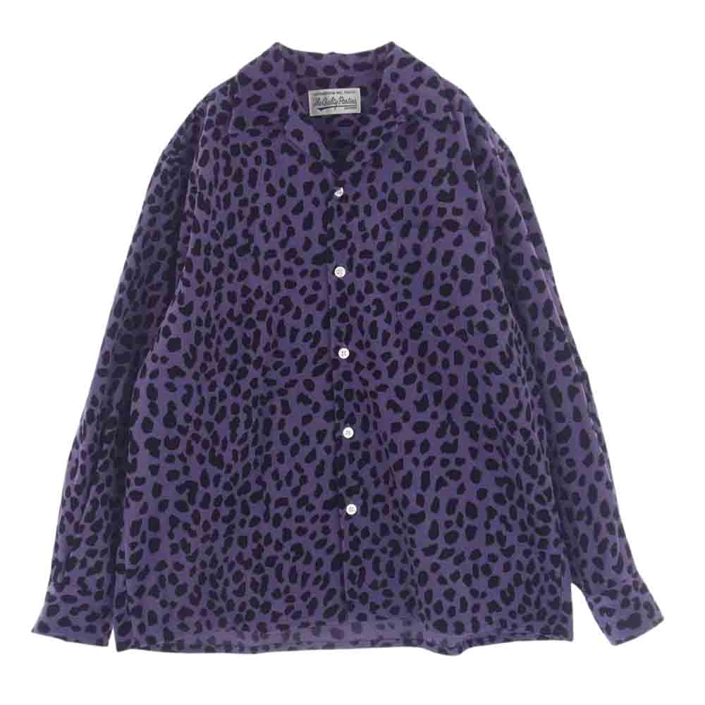 WACKO MARIA ワコマリア 22AW LEOPARD CORDUROY SHIRT レオパード コーデュロイ シャツ パープル系 M【中古】