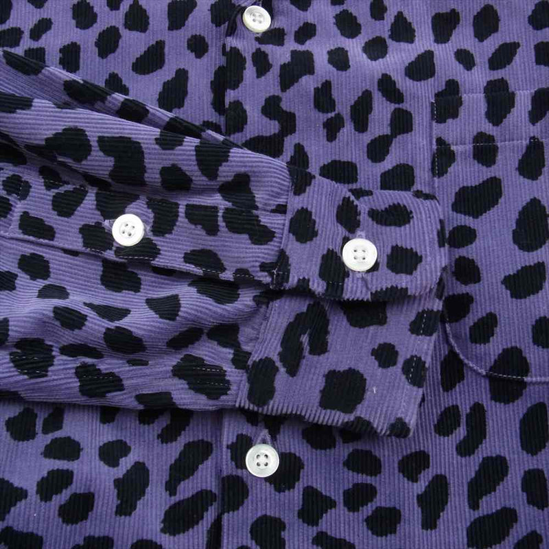 WACKO MARIA ワコマリア 22AW  LEOPARD CORDUROY SHIRT レオパード コーデュロイ シャツ パープル系 M【中古】