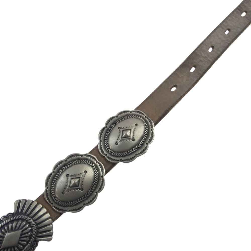 プントヴィータ コンチョ レザー ベルト  ブラウン系 75【中古】