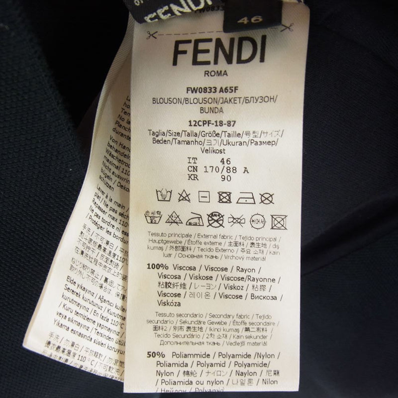 FENDI フェンディ FW0833 × フィラ FENDI MANIA Logo Print Bomber Jacket ロゴ プリント ボンバー ジャケット ネイビー系 46【中古】