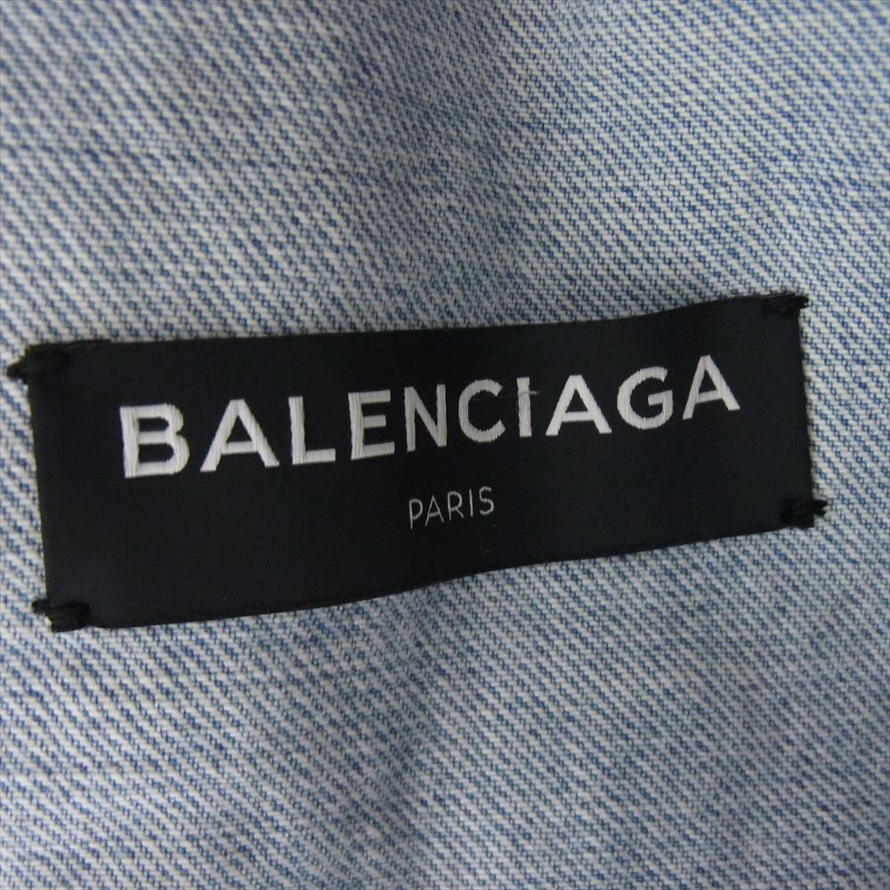 BALENCIAGA バレンシアガ 18SS 509117 USED 加工 ブランド ロゴ オーバーサイズ デニム ジャケット インディゴブルー系 44【中古】