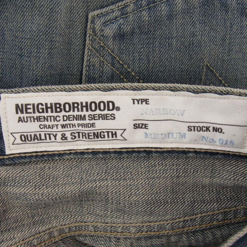 NEIGHBORHOOD ネイバーフッド 18AW 182DCNH-PTM13 WOVEN SAVAGE NARROW ウーブン サベージ ナロー ダメージ加工 デニム パンツ インディゴブルー系 M【中古】