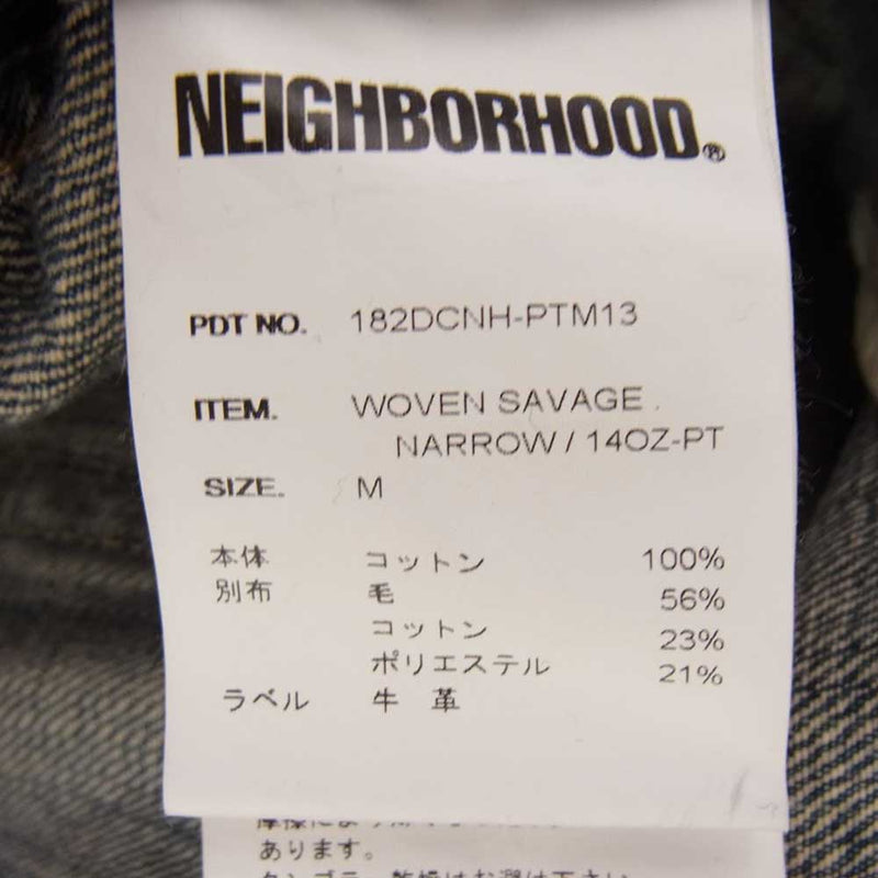 NEIGHBORHOOD ネイバーフッド 18AW 182DCNH-PTM13 WOVEN SAVAGE NARROW ウーブン サベージ ナロー ダメージ加工 デニム パンツ インディゴブルー系 M【中古】