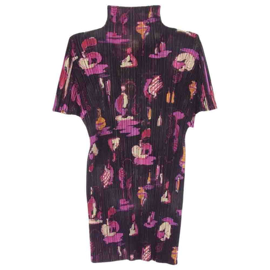 PLEATS PLEASE プリーツプリーズ イッセイミヤケ PP71-JK901 パフューム グラフィック 総柄 プリーツ加工 ボトルネック カットソー マルチカラー系 3【美品】【中古】