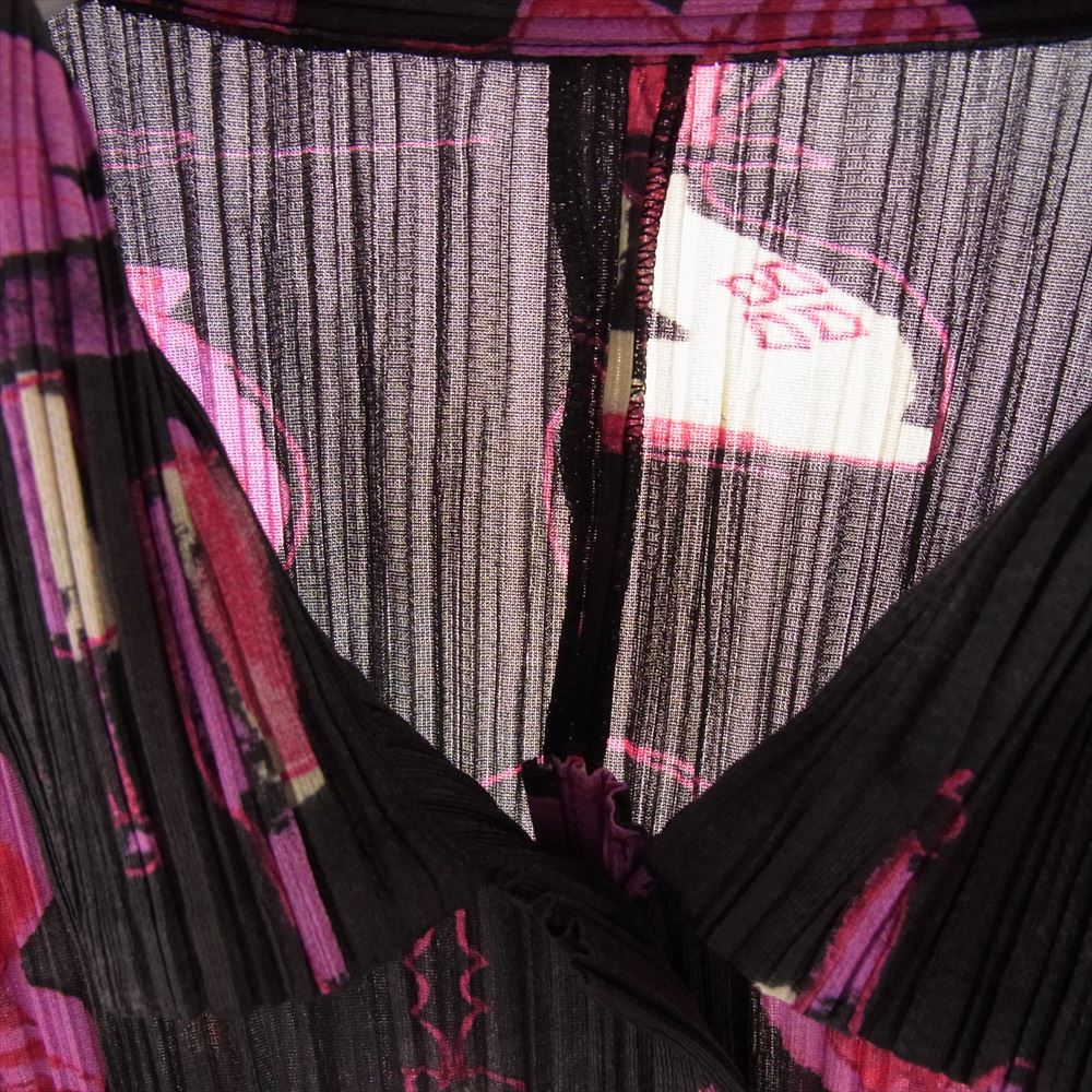 PLEATS PLEASE プリーツプリーズ イッセイミヤケ PP71-JJ902 Perfume Design Graphics Shirt Top パフューム グラフィック 総柄 プリーツ加工 ブラウス ブラック系 4【美品】【中古】