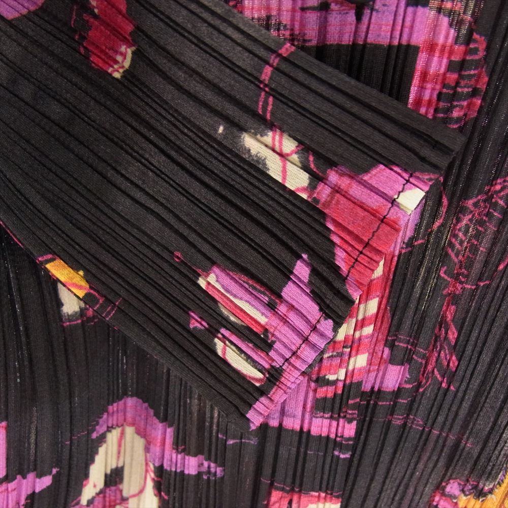 PLEATS PLEASE プリーツプリーズ イッセイミヤケ PP71-JJ902 Perfume Design Graphics Shirt Top パフューム グラフィック 総柄 プリーツ加工 ブラウス ブラック系 4【美品】【中古】