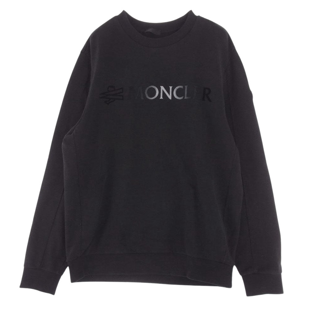 MONCLER モンクレール 23AW I20918G00016 フロッキープリント グラデーションロゴ シャドウロゴ クルーネック スウェット トレーナー ブラック系 L【中古】
