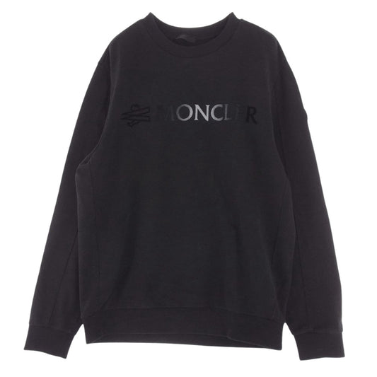 MONCLER モンクレール 23AW I20918G00016 フロッキープリント グラデーションロゴ シャドウロゴ クルーネック スウェット トレーナー ブラック系 L【中古】