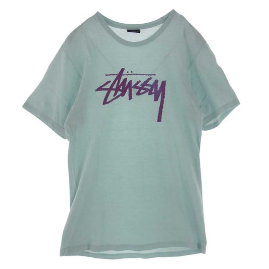 STUSSY ステューシー ロゴ プリント Tシャツ 半袖 ライトブルー系 M【中古】