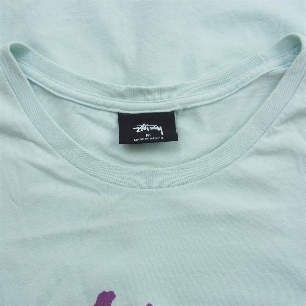 STUSSY ステューシー ロゴ プリント Tシャツ 半袖 ライトブルー系 M【中古】