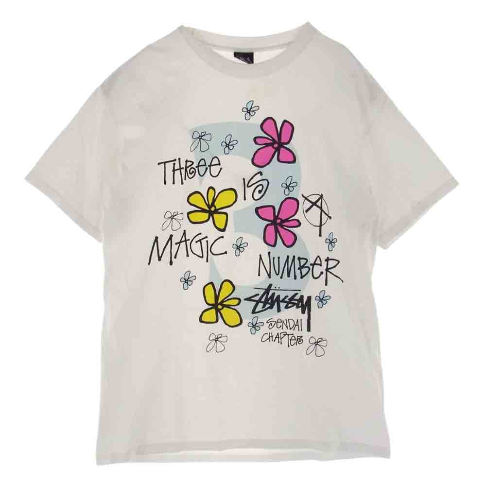 STUSSY ステューシー フラワー プリント Tシャツ 半袖 フラワー ホワイト系 M【中古】