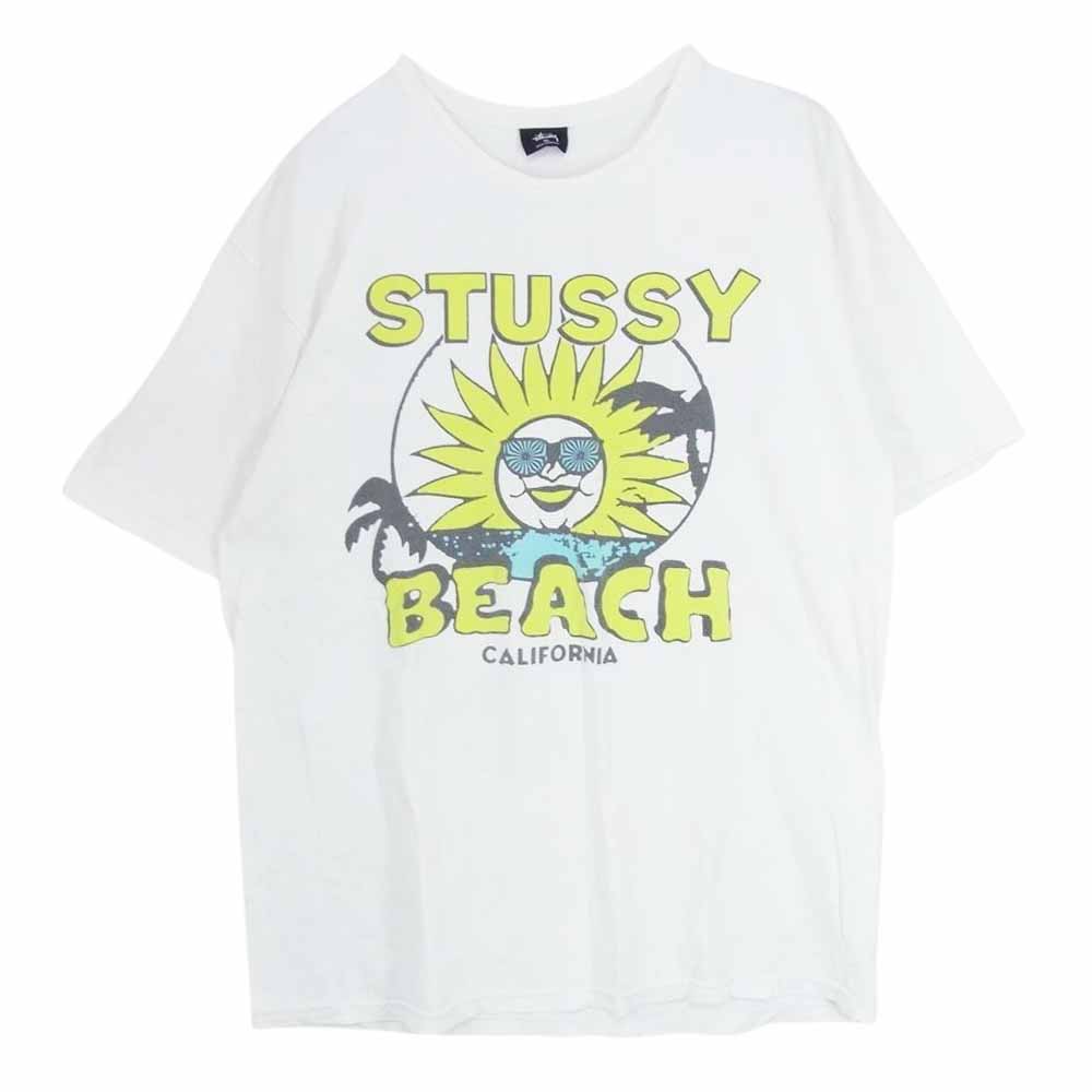 STUSSY ステューシー BEACH ビーチ プリント Tシャツ　 ホワイト系 XL【中古】