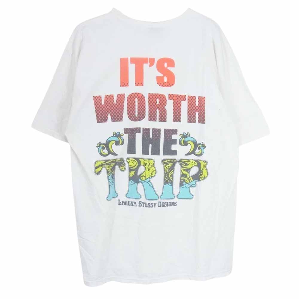 STUSSY ステューシー BEACH ビーチ プリント Tシャツ　 ホワイト系 XL【中古】