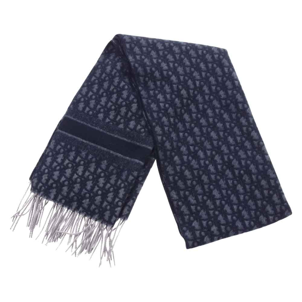 Dior ディオール  41DOB200I050 Oblique Scarf Cashmere and Wool スカーフ ディオール オブリーク カシミヤ & ウール  ネイビー系【中古】