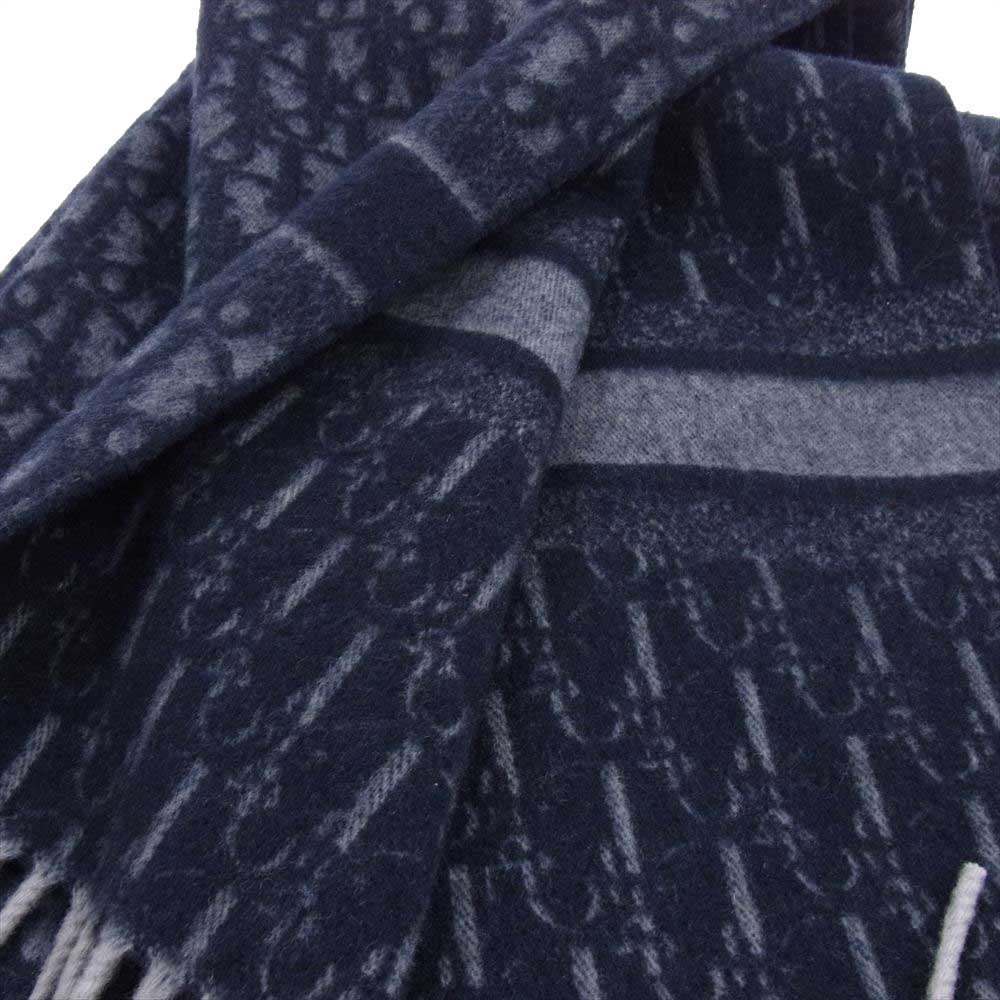 Dior ディオール  41DOB200I050 Oblique Scarf Cashmere and Wool スカーフ ディオール オブリーク カシミヤ & ウール  ネイビー系【中古】