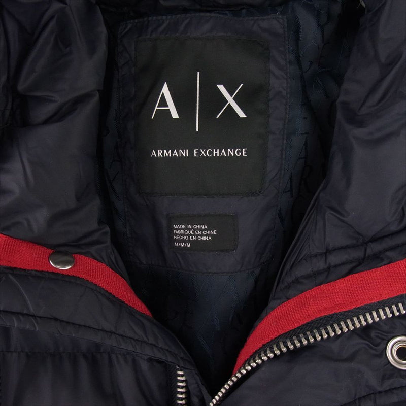 ARMANI EXCHANGE アルマーニエクスチェンジ 6XZB36 ZNT4Z 裏地総ロゴ ジップアップ ダウン パーカー ジャケット ネイビー系 USA:M【中古】