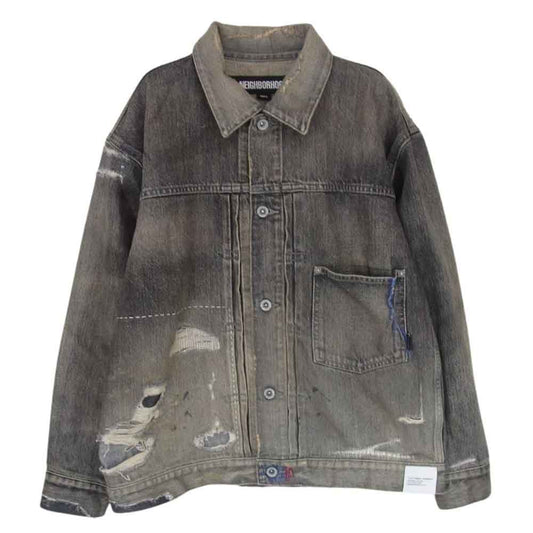 NEIGHBORHOOD ネイバーフッド 24SS 241XBNH-JKM01 SAVAGE DENIM TYPE-1 JACKET サベージ加工 デニム ジャケット ブラック系 S【極上美品】【中古】