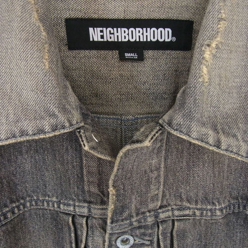 NEIGHBORHOOD ネイバーフッド 24SS 241XBNH-JKM01 SAVAGE DENIM TYPE-1 JACKET サベージ加工 デニム ジャケット ブラック系 S【極上美品】【中古】