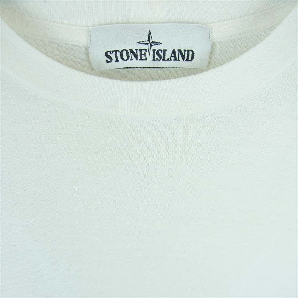 STONE ISLAND ストーンアイランド L/S Tee 胸ロゴワッペン 長袖 Tシャツ カットソー トルコ製 ホワイト系 M【中古】