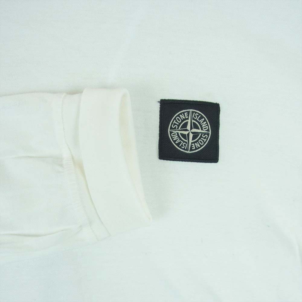 STONE ISLAND ストーンアイランド L/S Tee 胸ロゴワッペン 長袖 Tシャツ カットソー トルコ製 ホワイト系 M【中古】