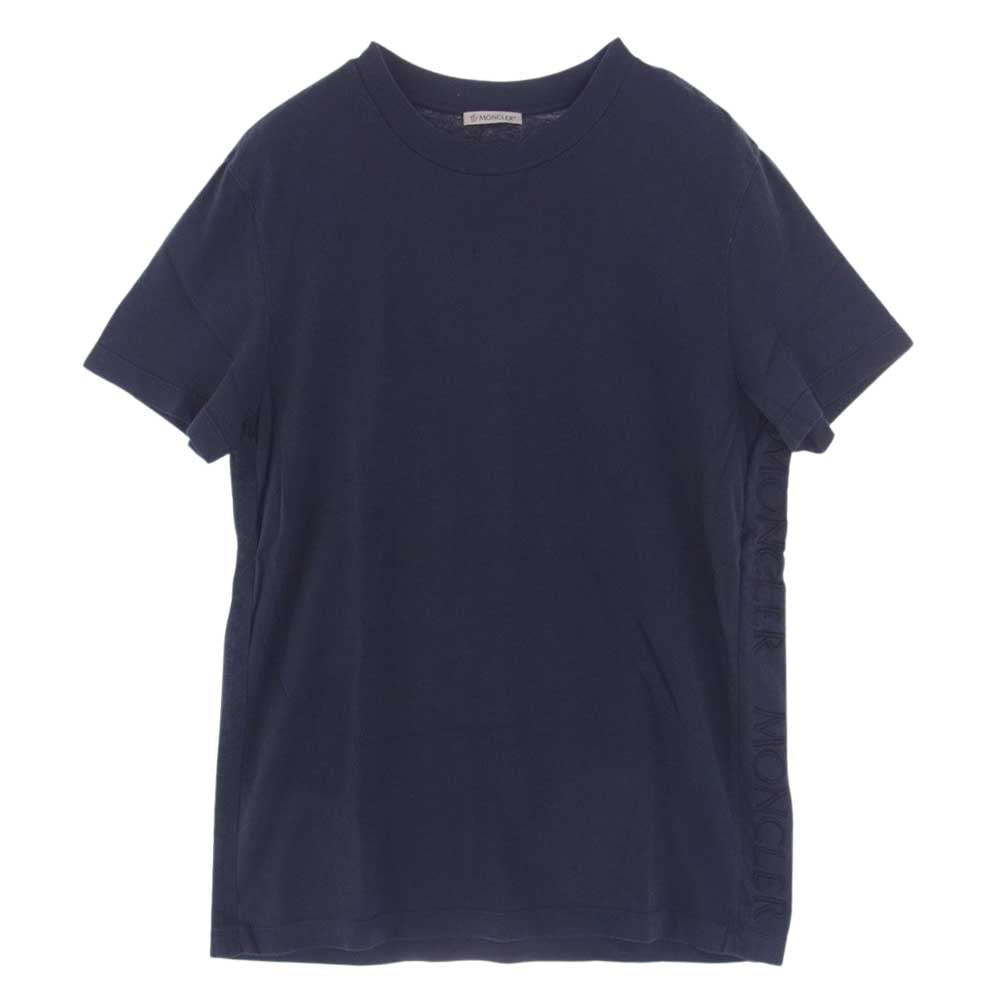 MONCLER モンクレール F10918C72010 国内正規品 MAGLIA T-SHIRT サイドロゴ 刺繍 半袖 クルーネック Tシャツ ネイビー系 M【中古】