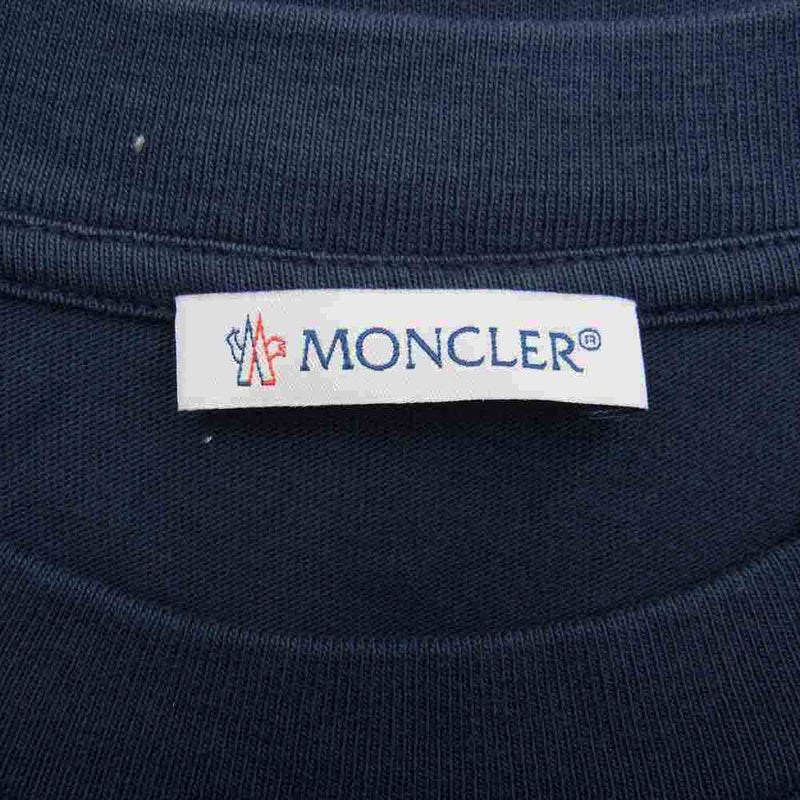 MONCLER モンクレール F10918C72010 国内正規品 MAGLIA T-SHIRT サイドロゴ 刺繍 半袖 クルーネック Tシャツ ネイビー系 M【中古】