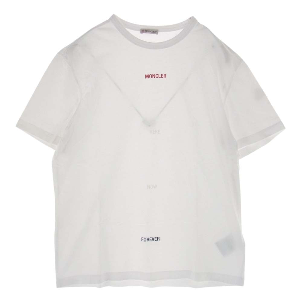 MONCLER モンクレール F20918C78510 国内正規品 MAGLIA T-SHIRT HERE NOW FOREVER ロゴ プリント 半袖 クルーネック Tシャツ ホワイト系 M【中古】