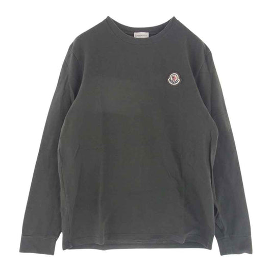 MONCLER モンクレール H20918D00005 国内正規品 LS TSHIRT ワッペン サーマル ワッフル 長袖 クルーネック Tシャツ チャコール系 S【中古】