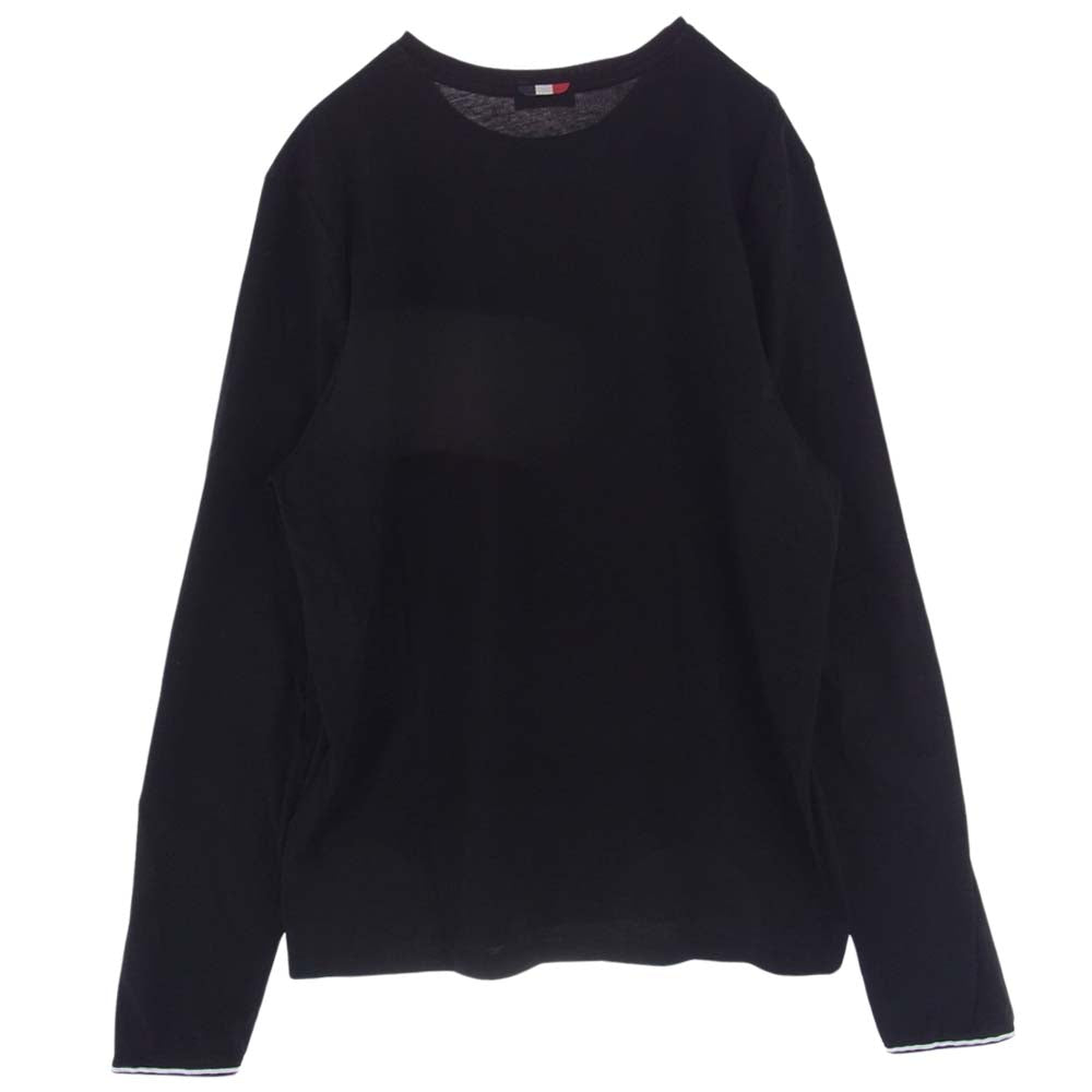 MONCLER モンクレール G10918D71510 国内正規品  MAGLIA GIROCOLLO 袖ライン 縦ロゴ 長袖 クルーネック Tシャツ ブラック系 M【中古】